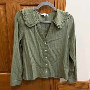 Madewell Ruffle-Collar Button-Up Shirt in Syril Plaid, size 4, EUC